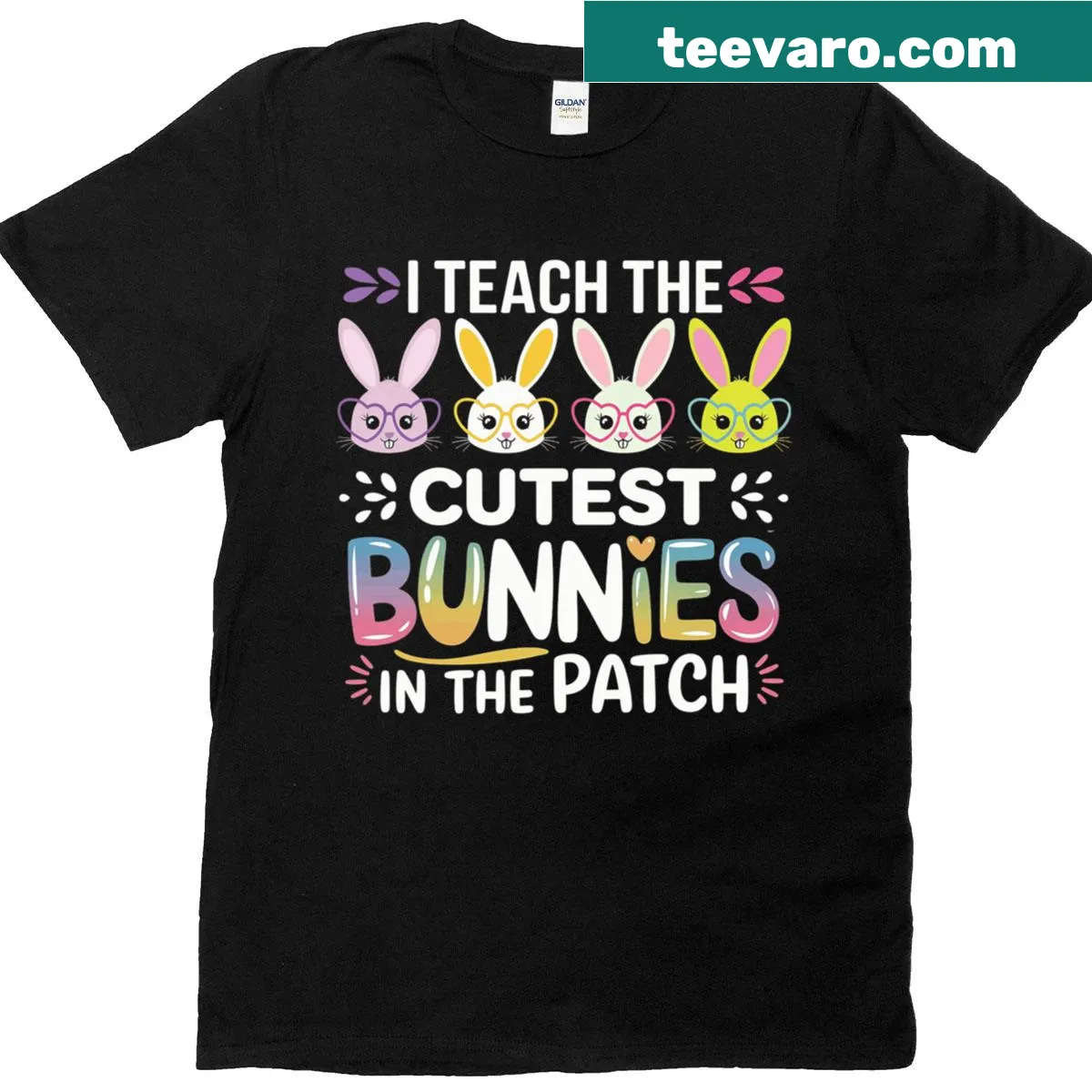 Cute t-shirt for teachers featuring bunny illustrations — on a men's t-shirt