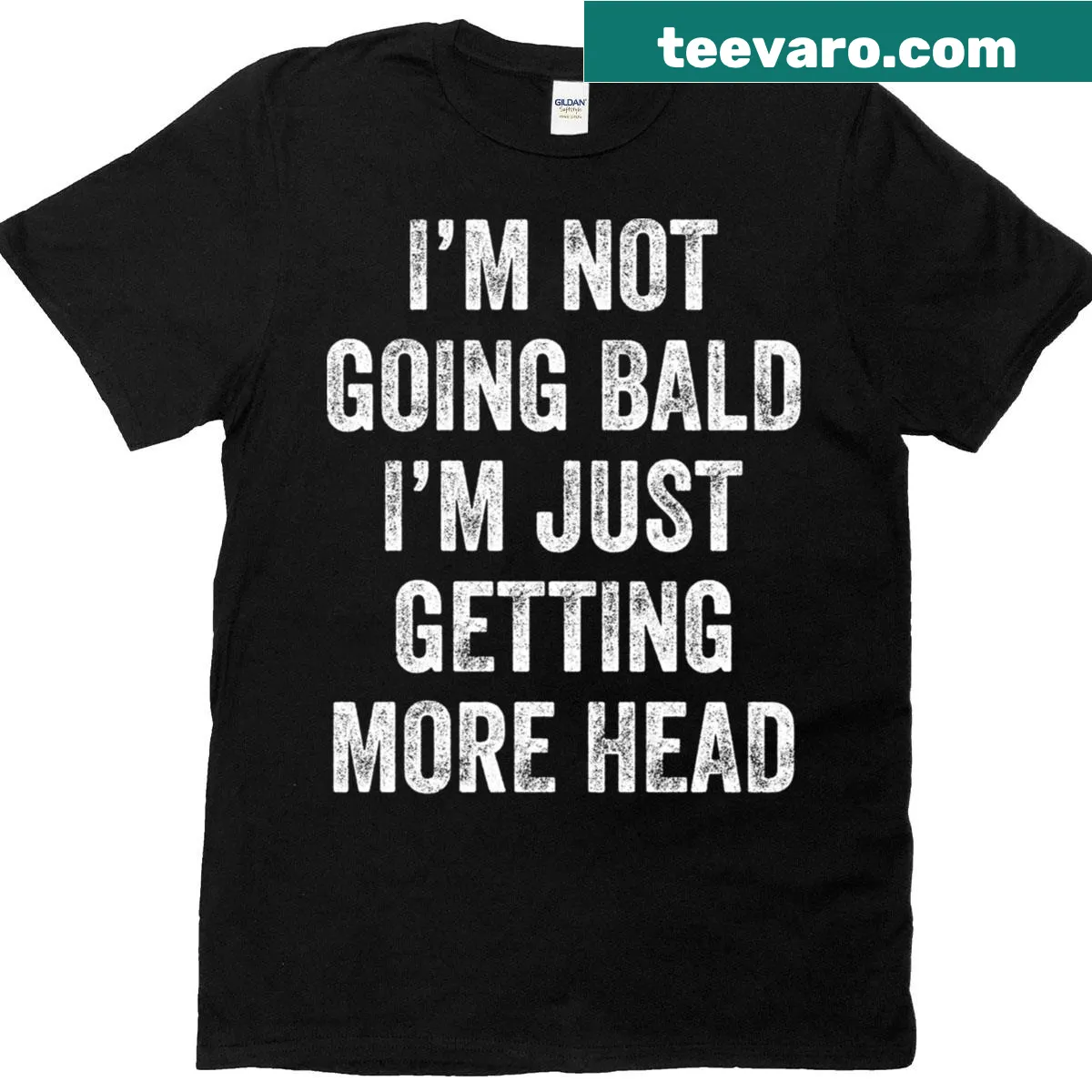 Funny T-shirt for bald men with humorous text about hair loss. — on a men's t-shirt