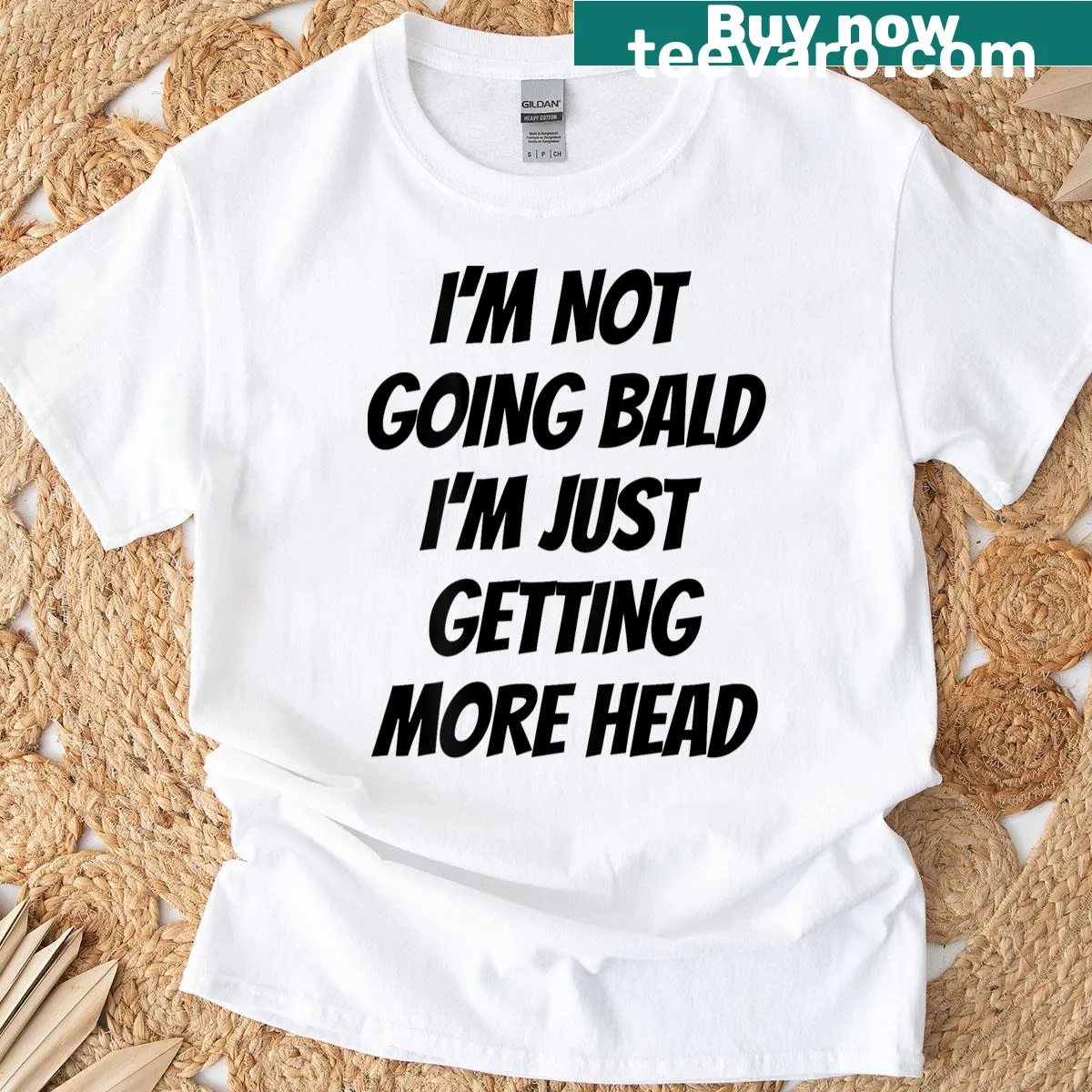 Funny t-shirt with a joke printed on the back about hair loss — on a men's t-shirt