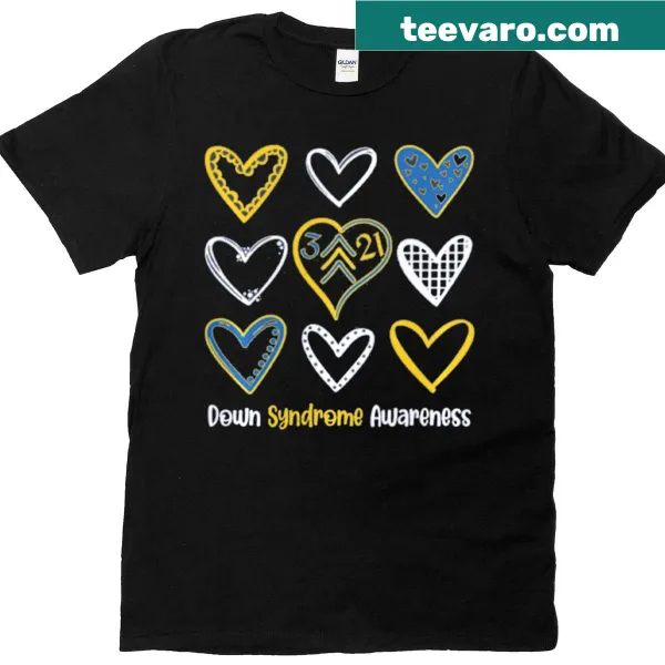 Bright graphic promoting Down Syndrome Awareness Day on a boys' T-shirt