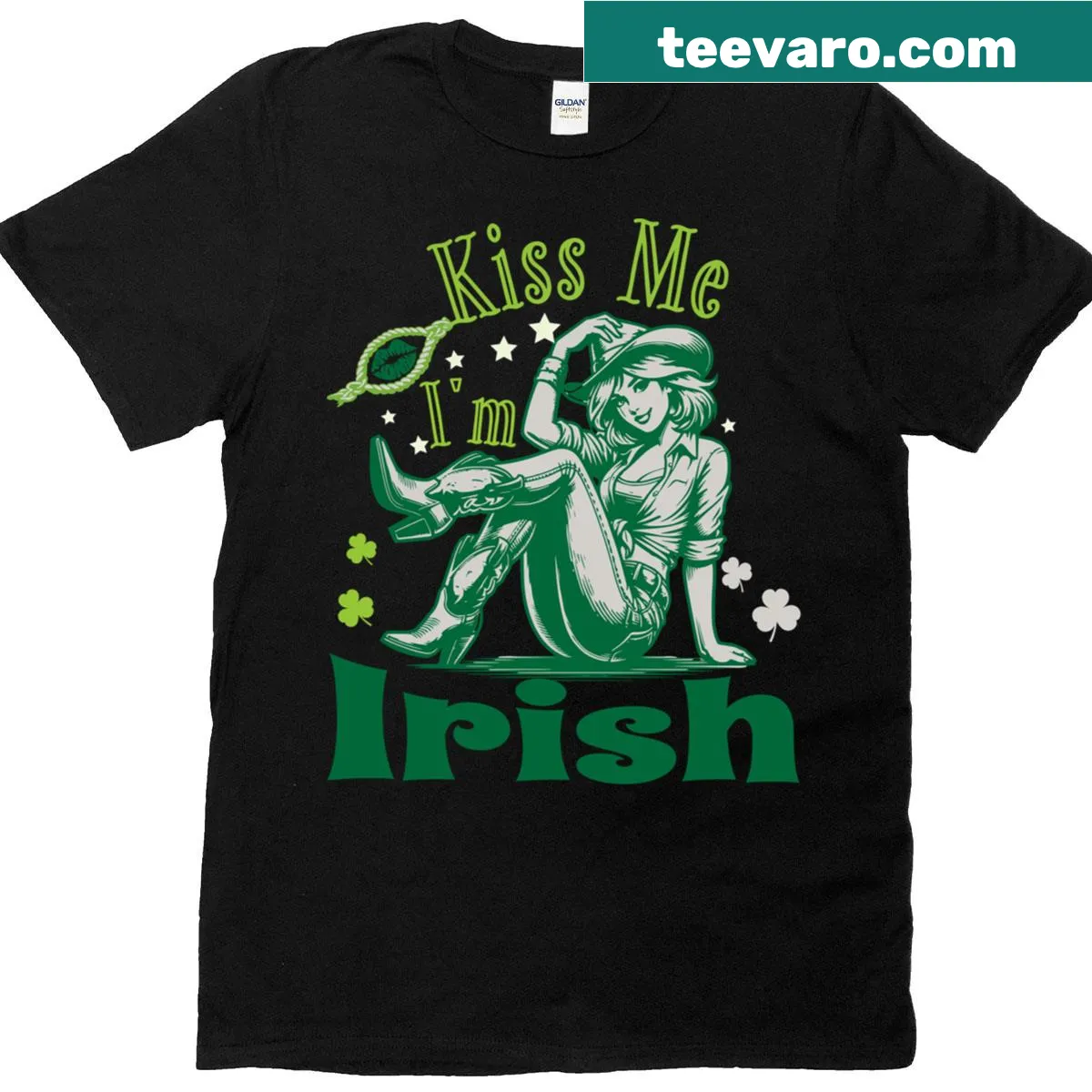 Funny St. Patrick's Day T-shirt with shamrock and text — on a men's t-shirt
