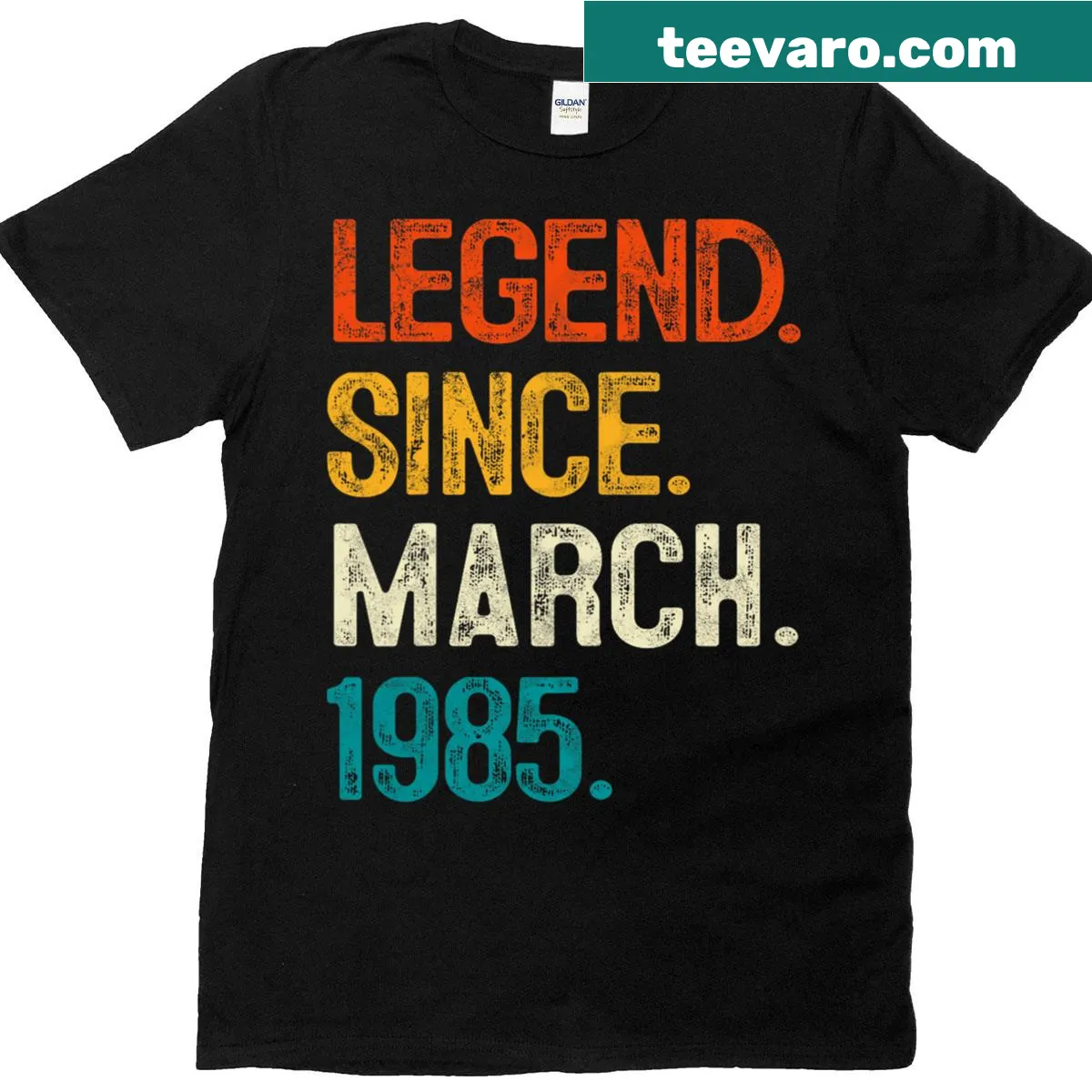 Bold typography T-shirt celebrating 40th birthday since March 1985 — on a men's t-shirt