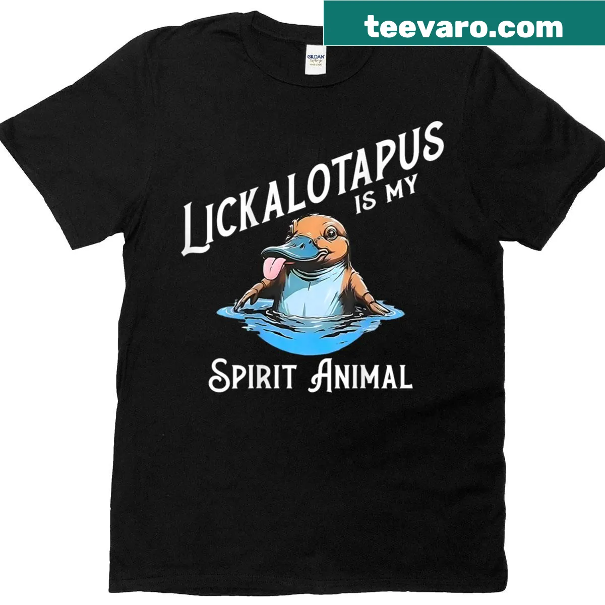 Whimsical Lickalottapus design on a fun t-shirt — on a men's t-shirt