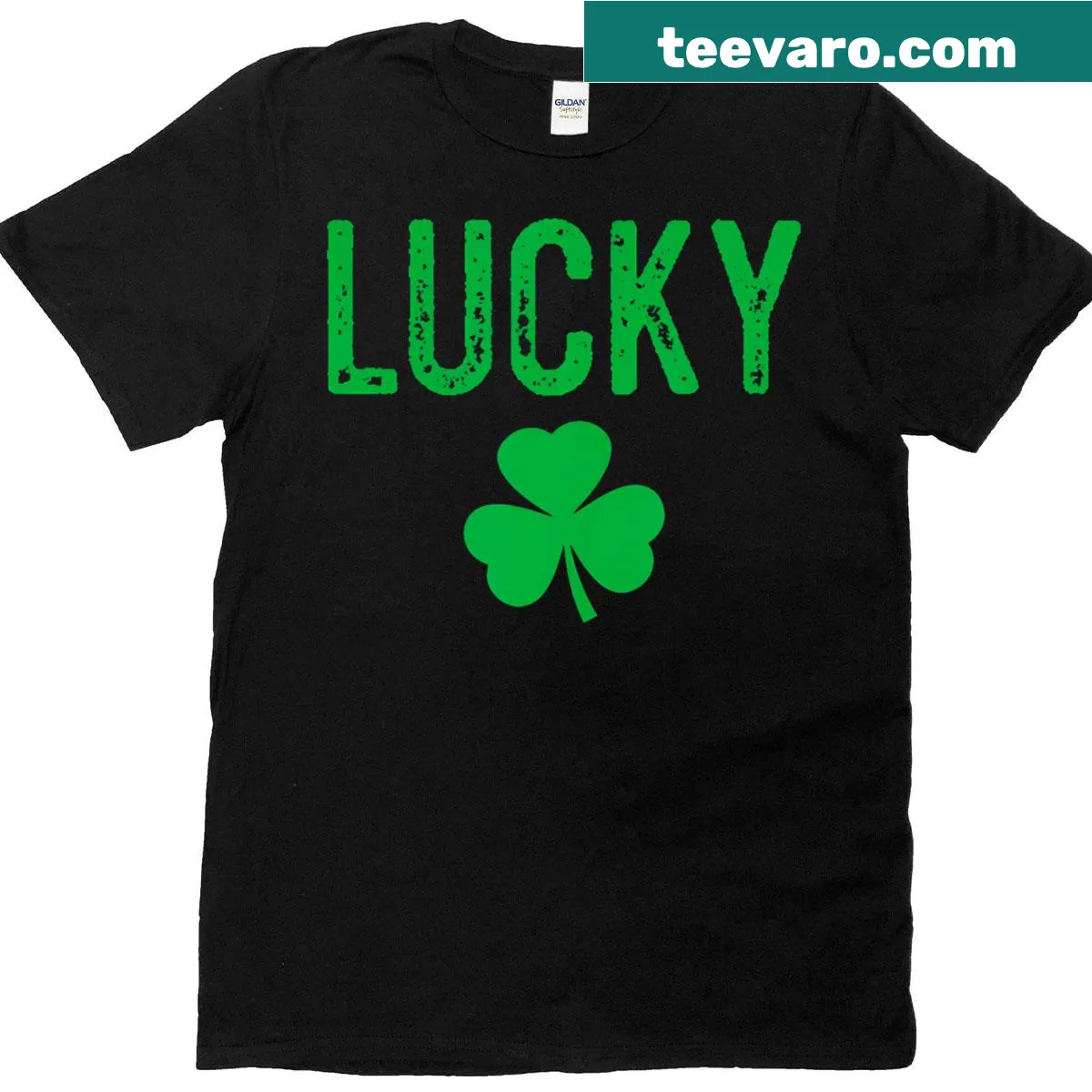 Lucky shamrock design for St. Patrick's Day T-shirt — on a men's t-shirt