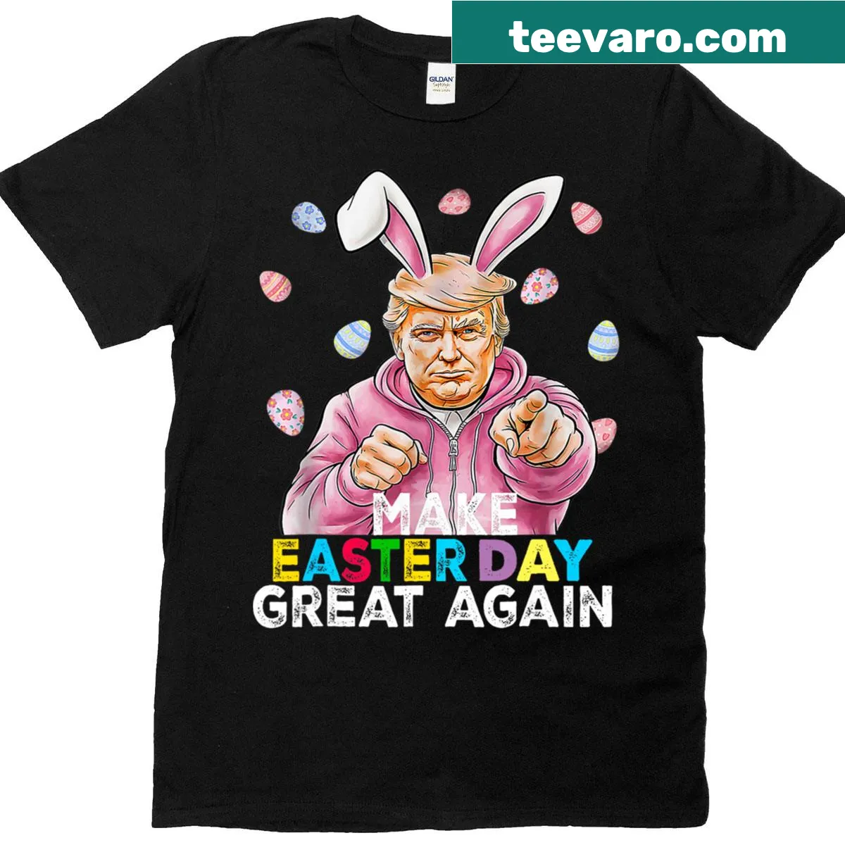 Funny Easter t-shirt with 'Make Easter Great Again' and a bunny design — on a men's t-shirt