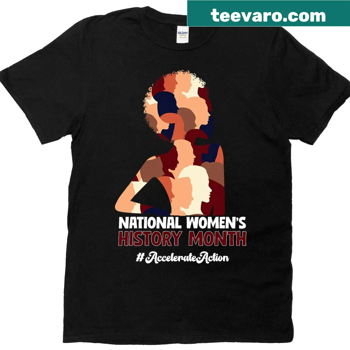 T-shirt with text 'Accelerate Action 2025' for History Month — on a men's t-shirt