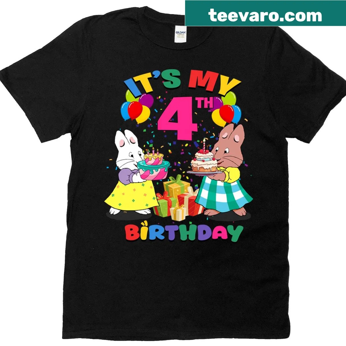 Max Ruby birthday t-shirt with festive design for kids — on a men's t-shirt