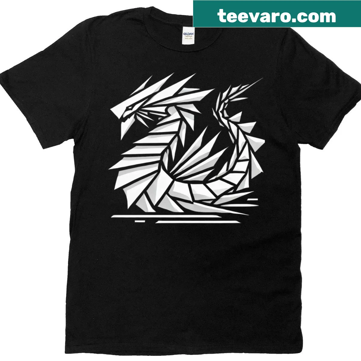 Minimalist Leviathan t-shirt in white line-art on black fabric — on a men's t-shirt
