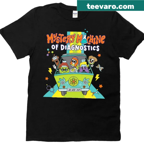 T-shirt featuring a Mystery Machine theme for lab technicians