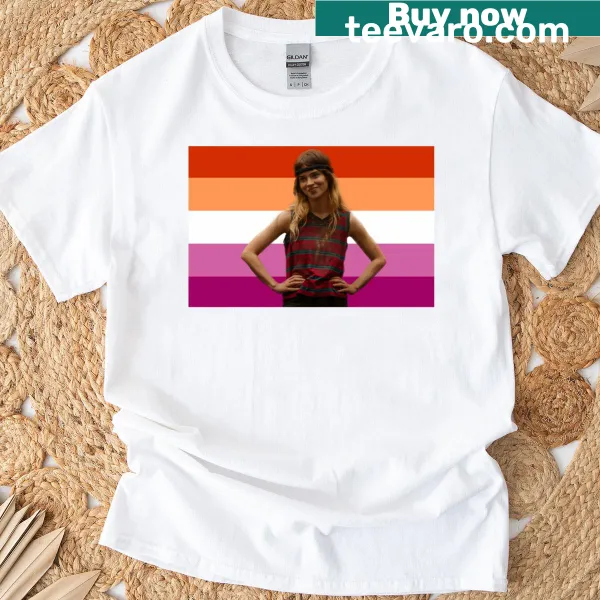 Lesbian flag design T-shirt representing LGBTQ+ pride