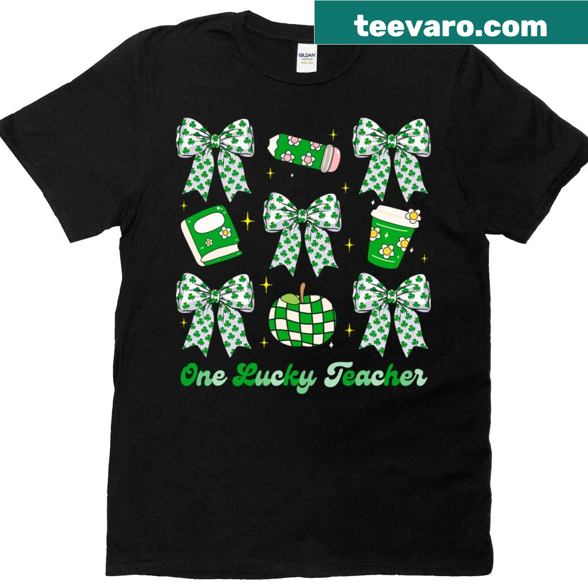 St. Patrick's Day T-shirt with coquette bow design — on a men's t-shirt