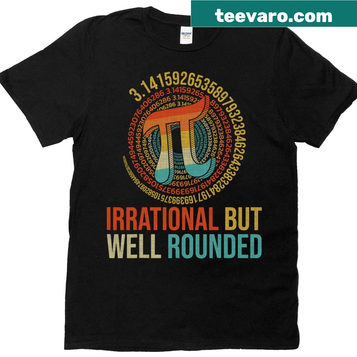 T-shirt featuring pi digits design with humorous math theme — on a men's t-shirt