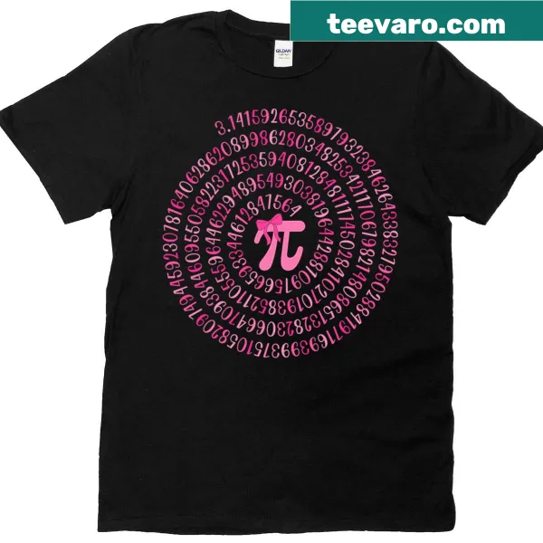 Spiral design tee featuring the pi symbol and digits 3.14