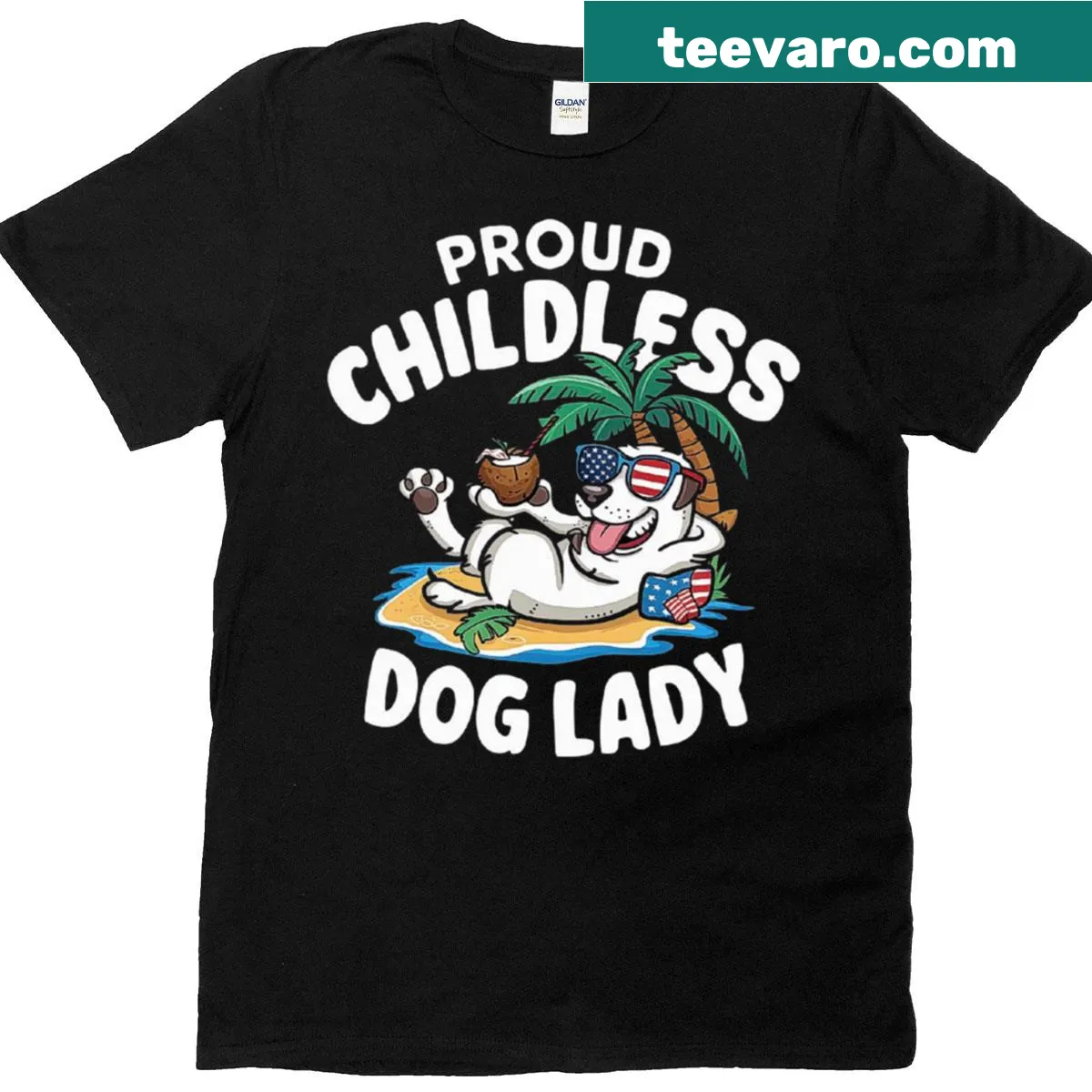 Childfree and carefree dog lover T-shirt with playful typography — on a men's t-shirt