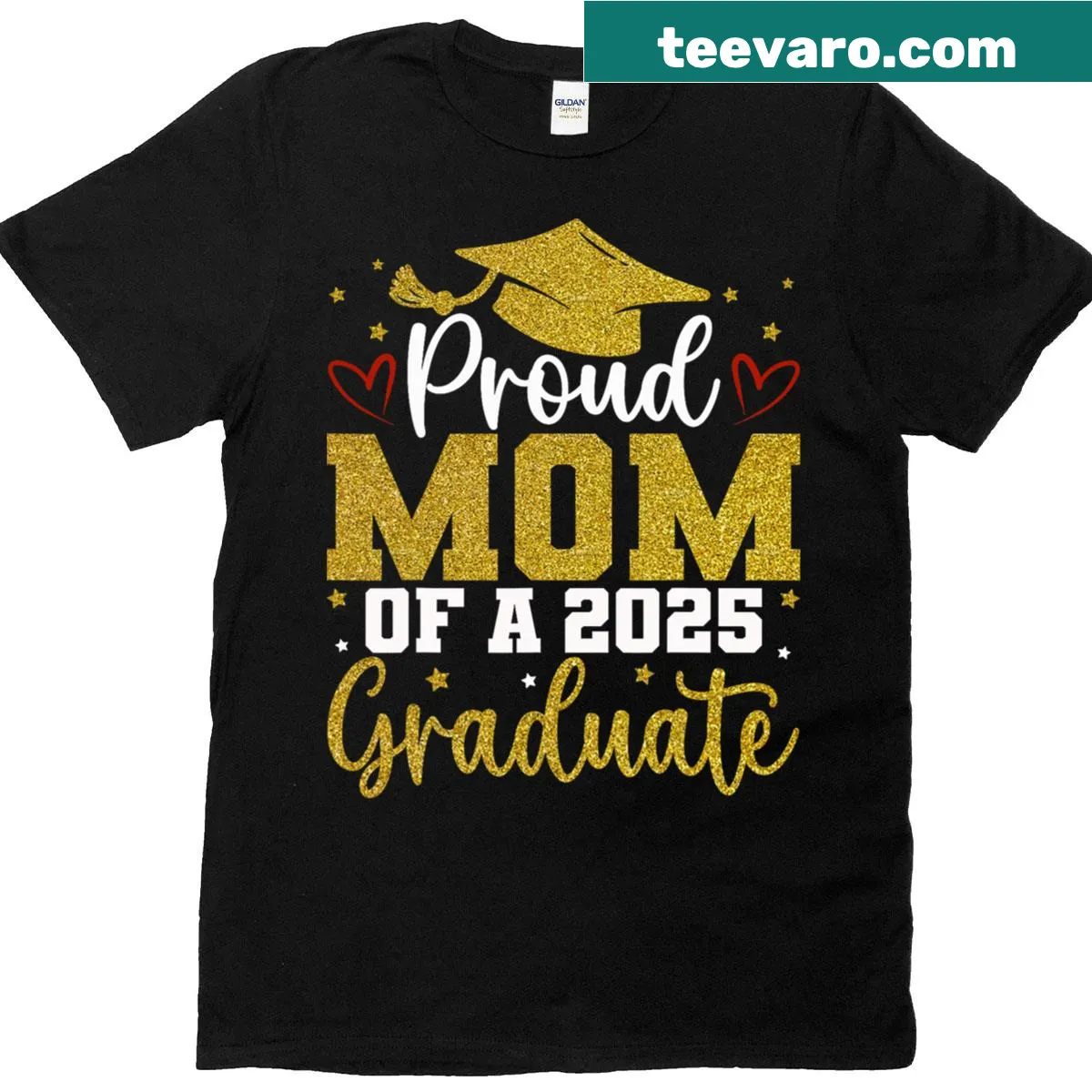 Proud Mom T-shirt for Class of 2025 Graduation — on a men's t-shirt