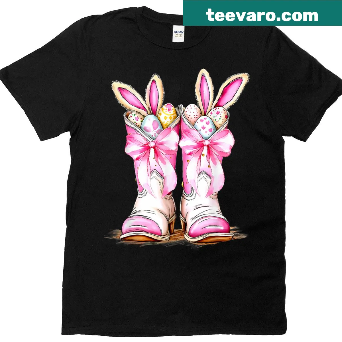 Funny Easter T-shirt with a cartoon bunny — on a men's t-shirt