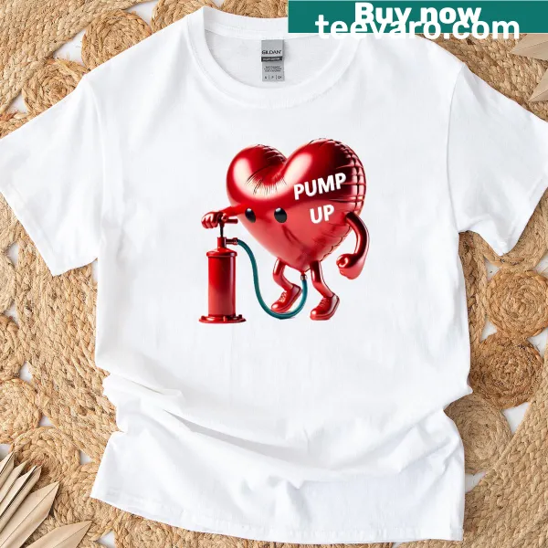 Inspirational T-shirt with a red heart balloon illustration