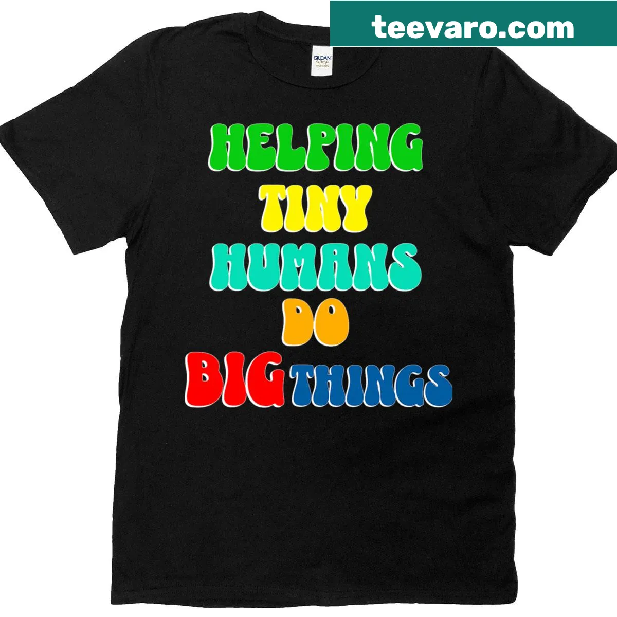 Retro funny teacher t-shirt with playful text about helping students — on a men's t-shirt