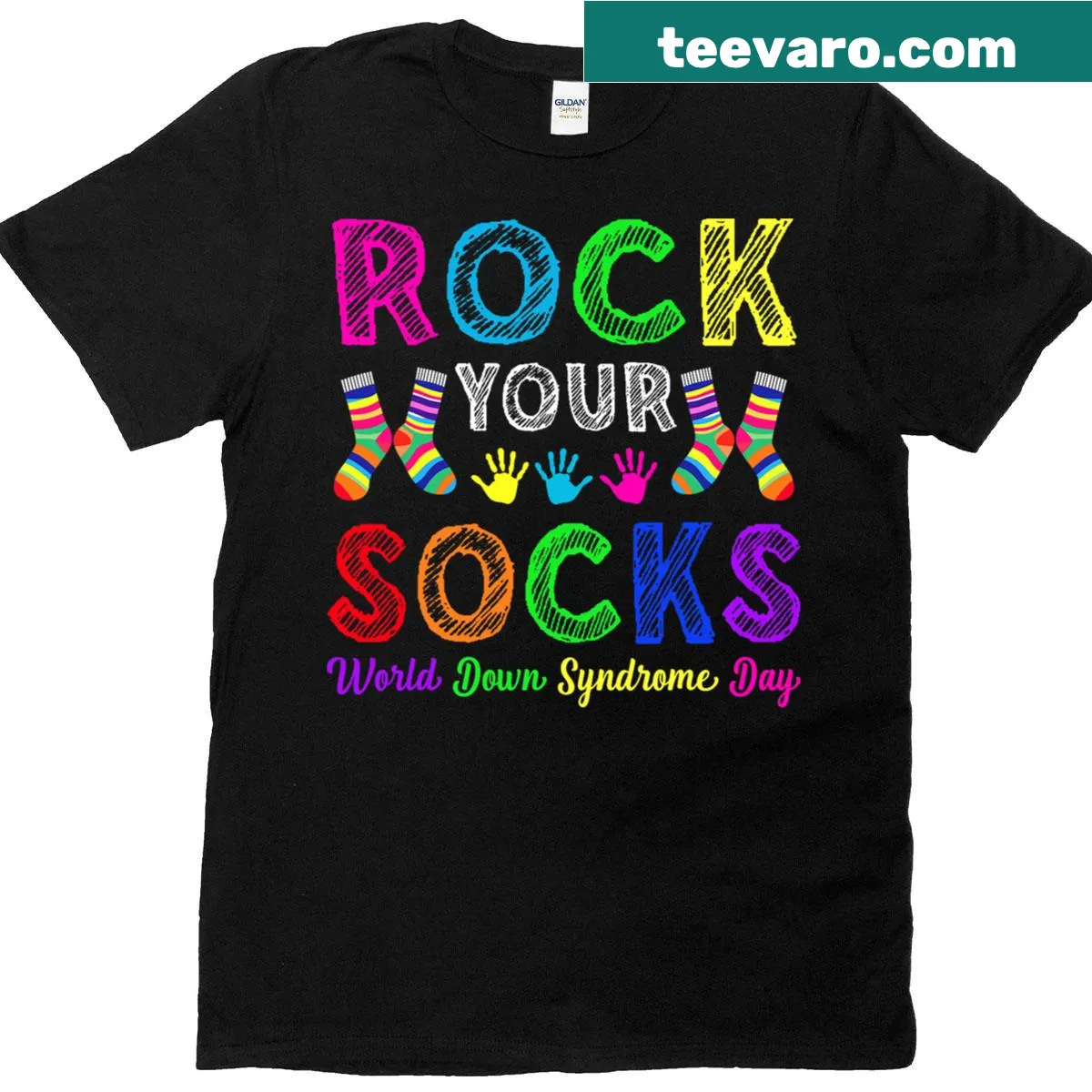 Kids T-shirt promoting Down syndrome awareness — on a men's t-shirt