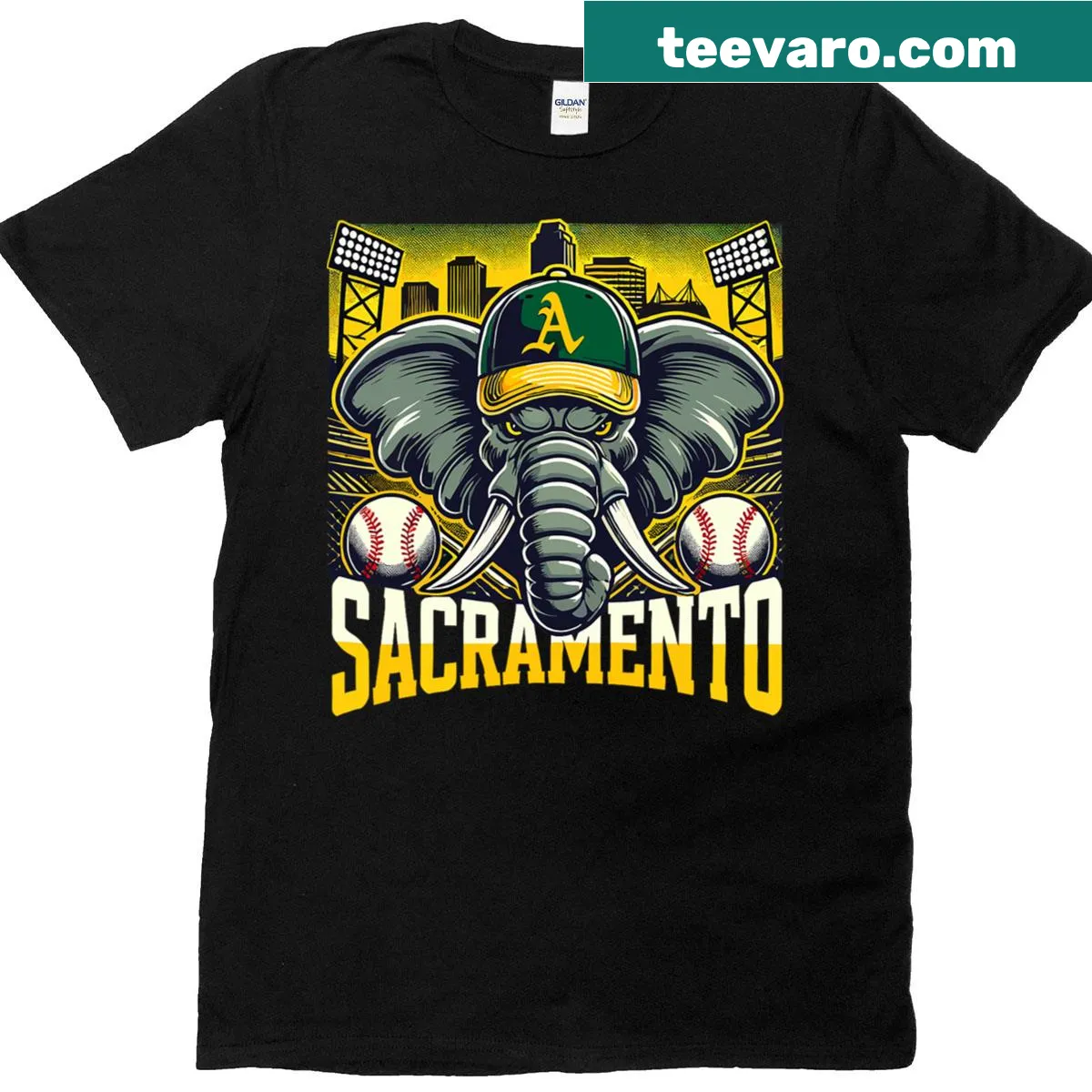 Sacramento Apparel t-shirt with bold typography for men and kids — on a men's t-shirt