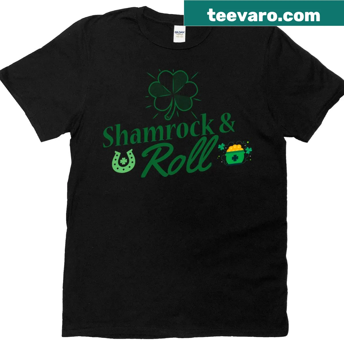 Playful St. Patrick's Day t-shirt with shamrock graphics — on a men's t-shirt