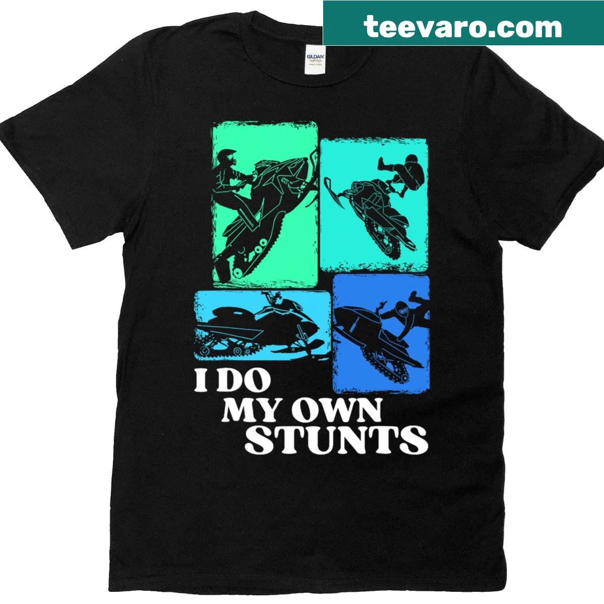 Winter sports themed T-shirt with bold stunt quote — on a men's t-shirt