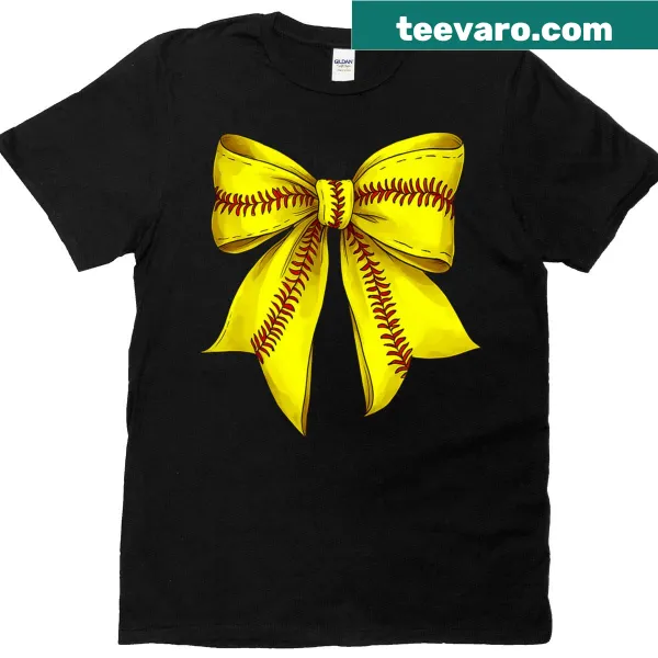 Softball design with bow and 'Softball Player For Mom' text