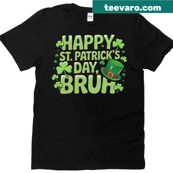 Kids T-shirt featuring 'Bruh' text and a shamrock graphic