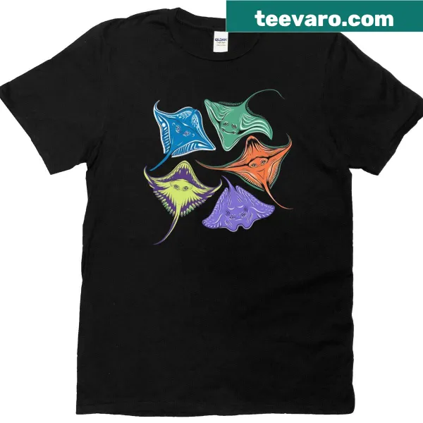 Illustrated stingray design on a casual T-shirt