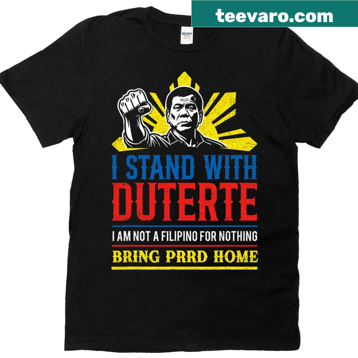 T-shirt expressing support for Duterte with bold text — on a men's t-shirt