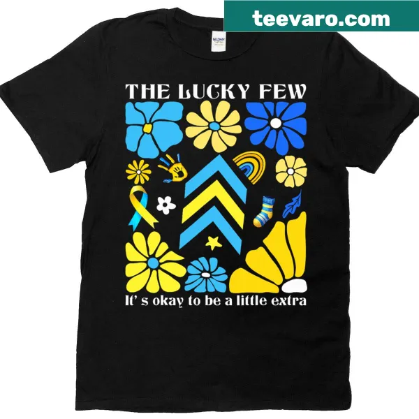 Floral t-shirt with the phrase 'The Lucky Few' celebrating Down syndrome