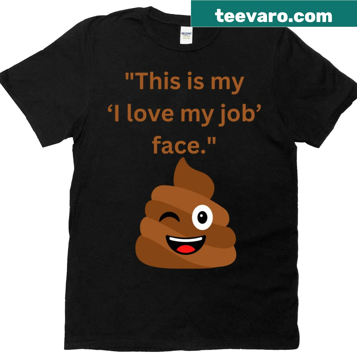 Humorous t-shirt with the phrase I Love My Job Face in bold letters. — on a men's t-shirt