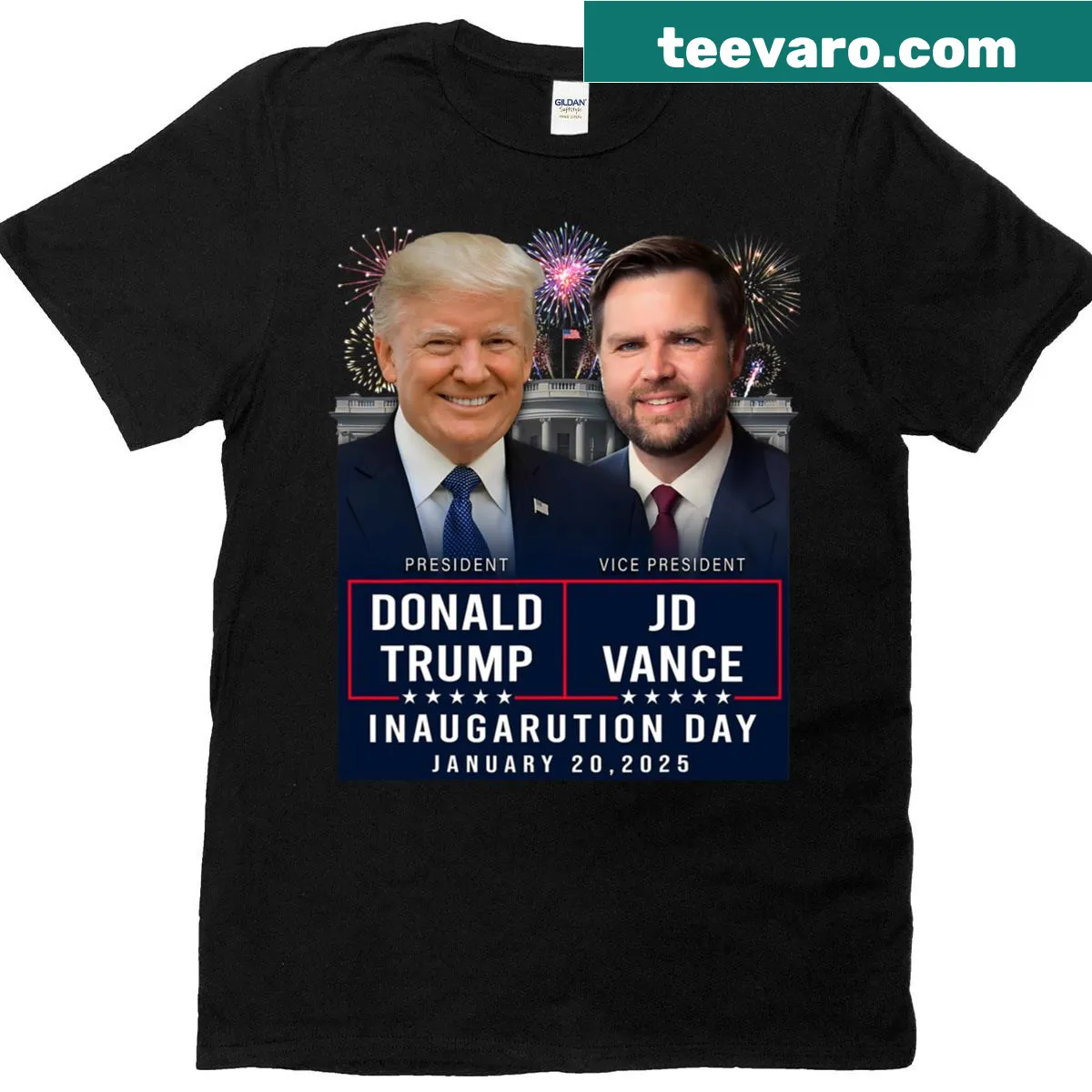 Inauguration Day 2025 Donald Trump and J.D. Vance graphic t-shirt — on a men's t-shirt