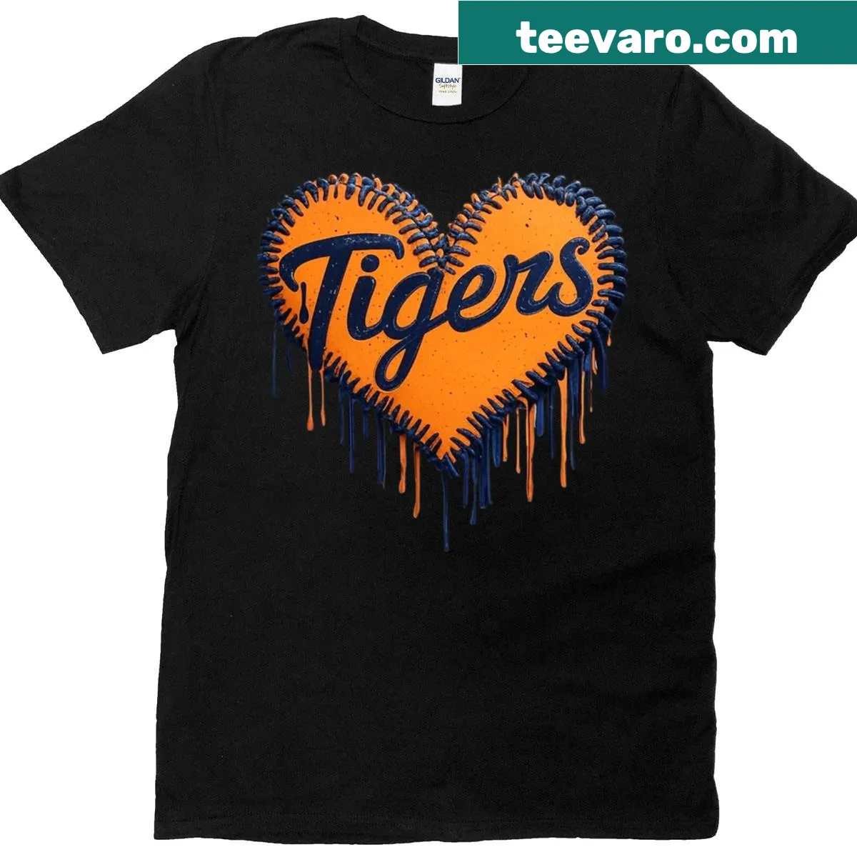 Vintage Tigers T-shirt with a heart-themed graphic. — on a men's t-shirt