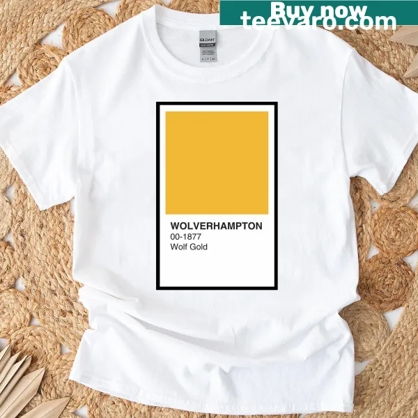 Wolverhampton Wolves logo t-shirt with black border and gold accent.