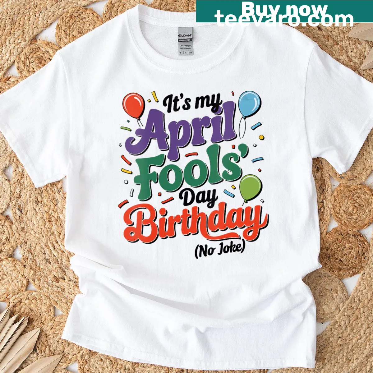 Funny V-neck T-shirt for women celebrating April 1st birthday — on a men's t-shirt