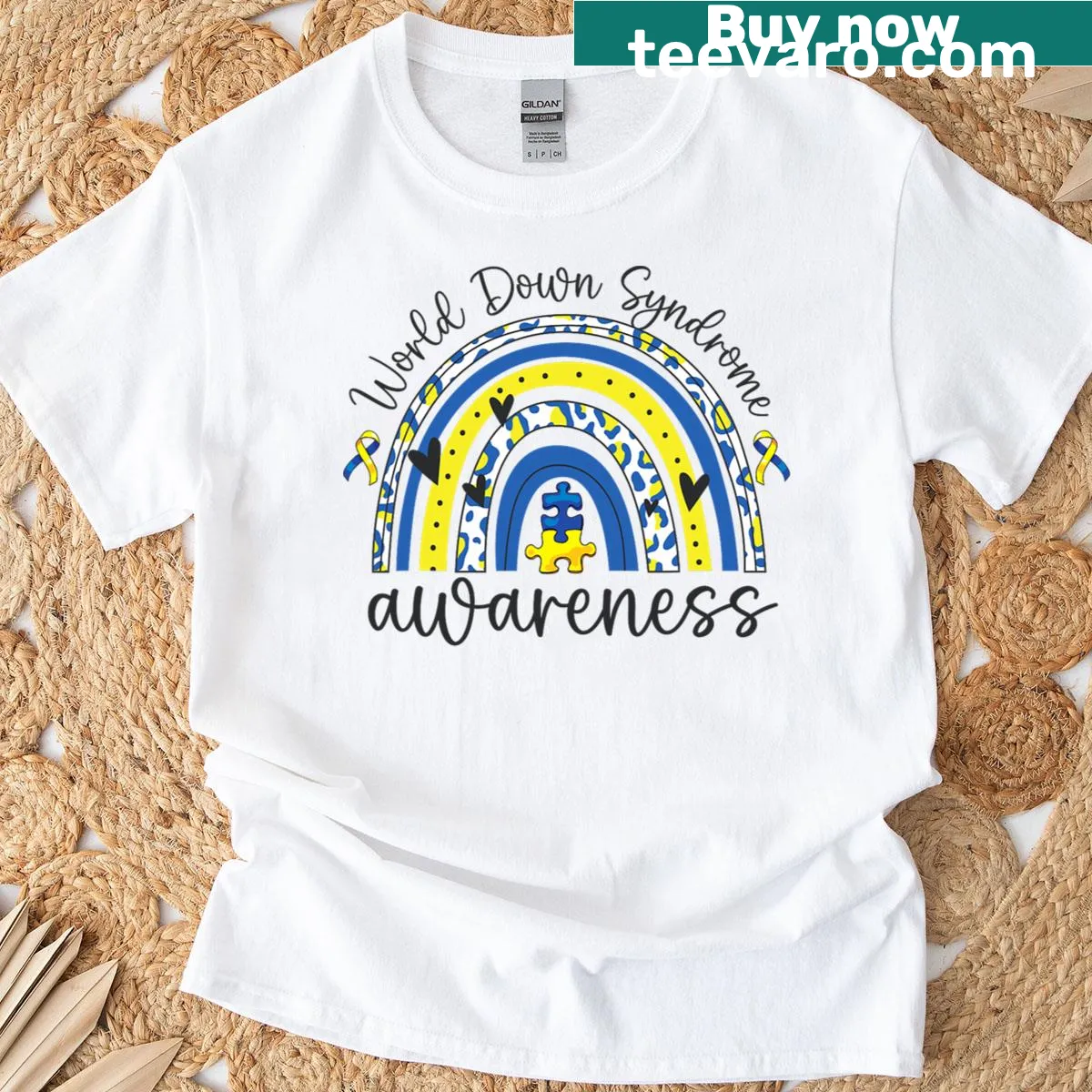 Men's T-shirt featuring World Down Syndrome Awareness Day text — on a men's t-shirt