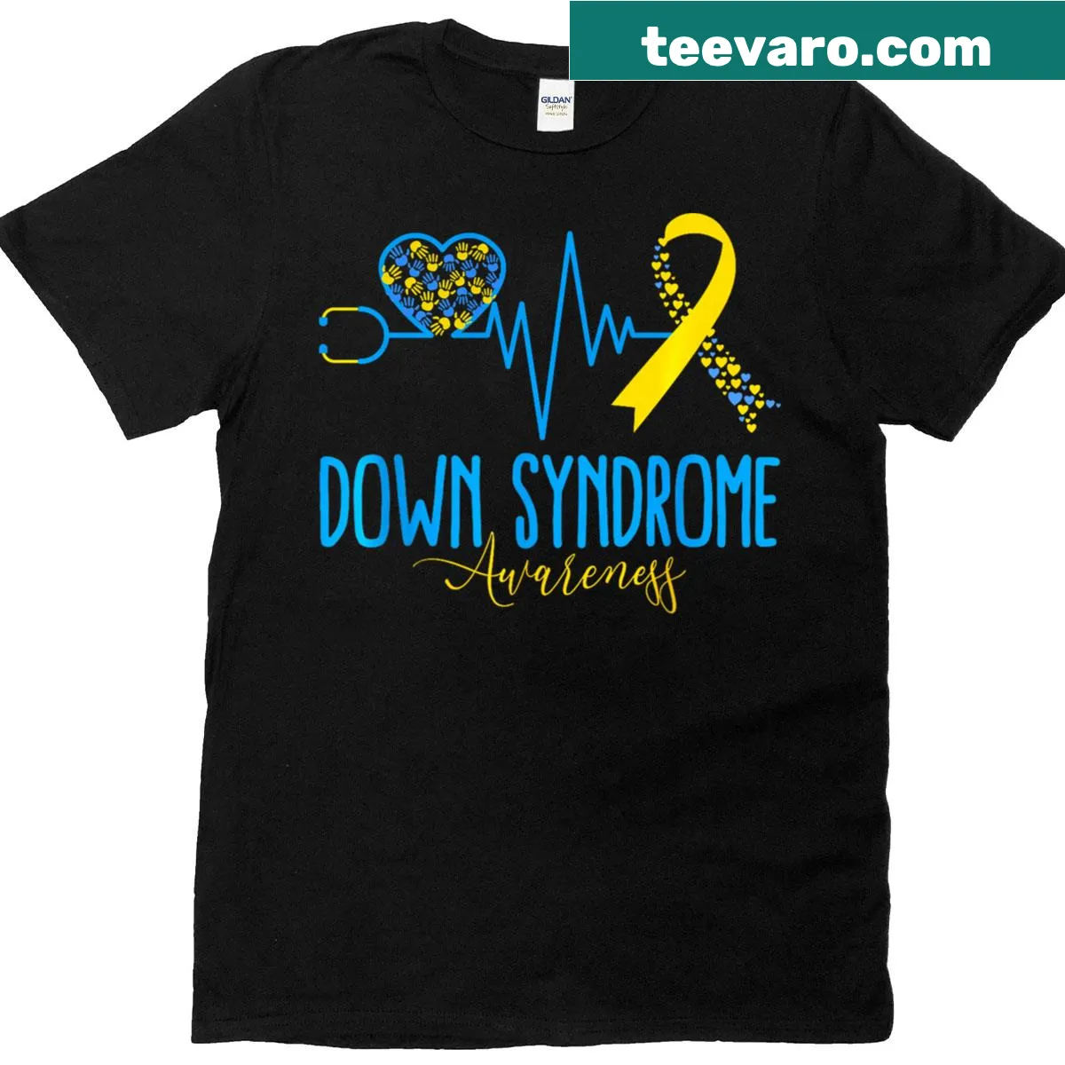 Men's T-shirt with Down Syndrome awareness and 'Down Right 2025' graphic — on a men's t-shirt