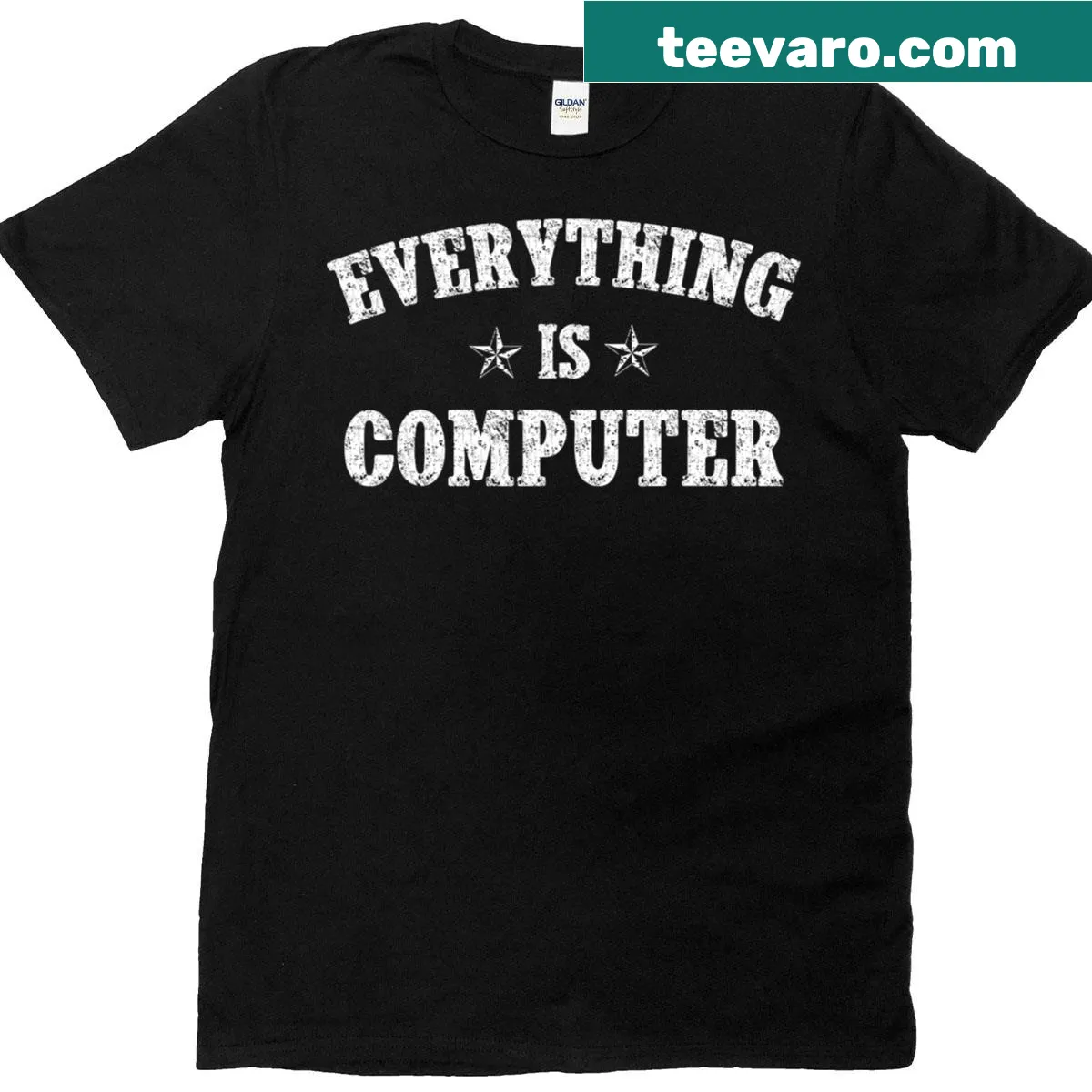 Witty t-shirt graphic commenting on technology and computers — on a men's t-shirt