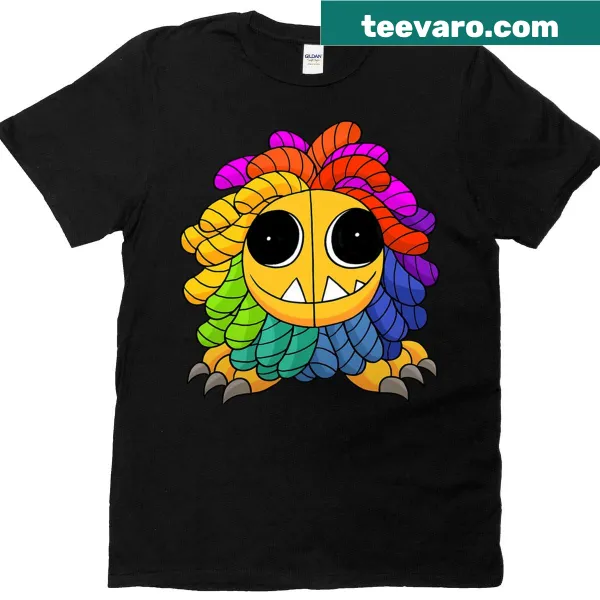 Cartoon T-shirt featuring quirky plush critters and a yarn theme