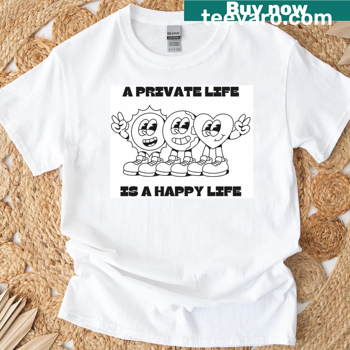 Minimalist black and white tee with the quote about privacy — on a men's t-shirt