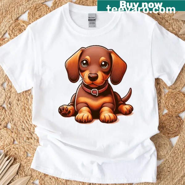 Cute dachshund puppy illustrated T-shirt for dog lovers
