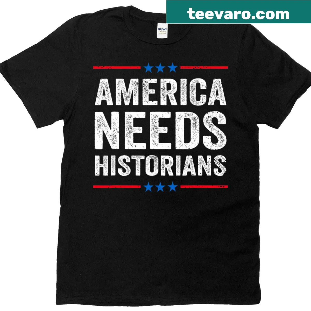 Vintage T-shirt with the saying 'America Needs Historians' — on a men's t-shirt