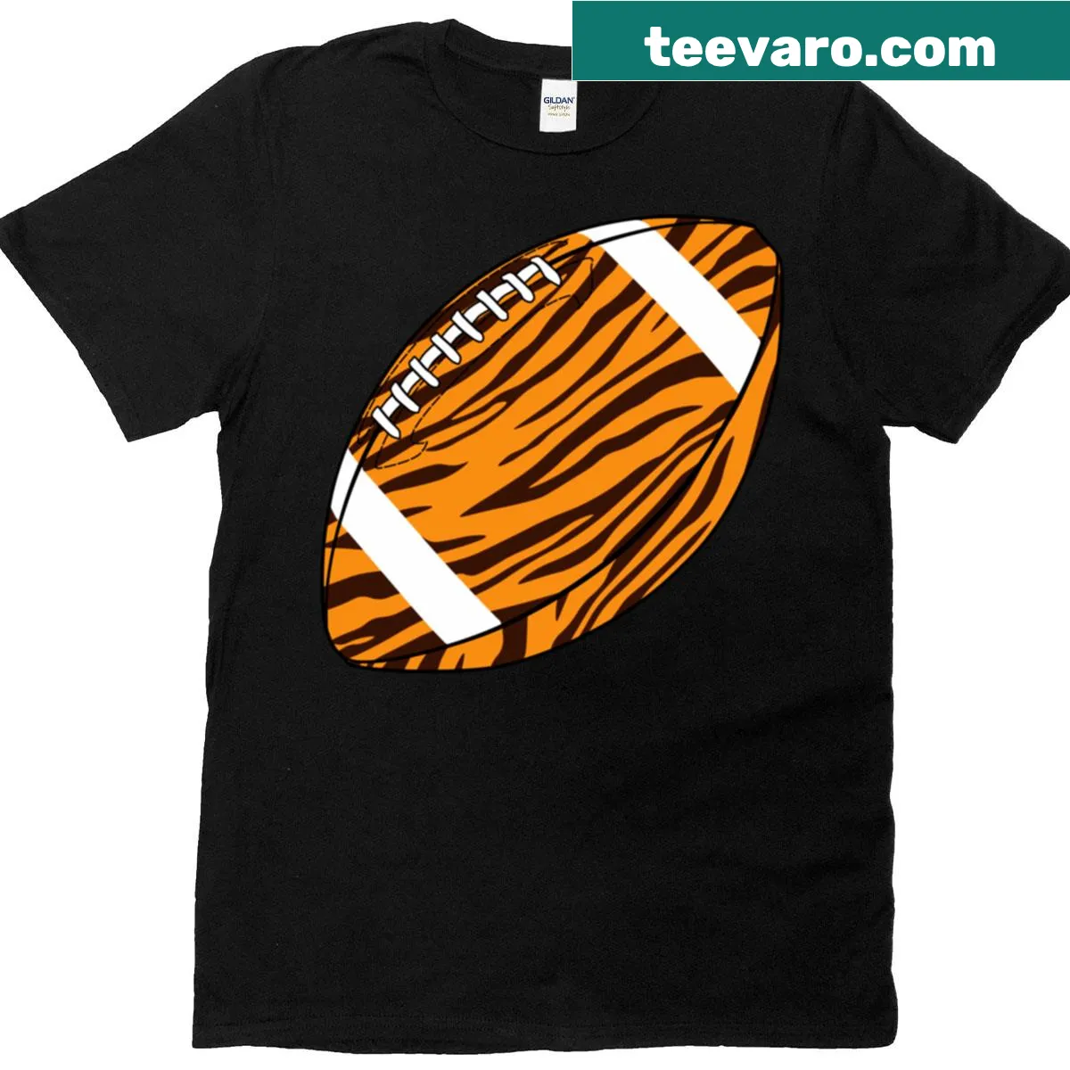 Illustrated rugby ball with tiger graphic on T-shirt — on a men's t-shirt