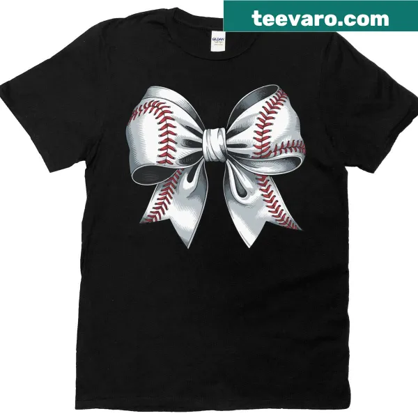 T-shirt for baseball moms featuring a bow design