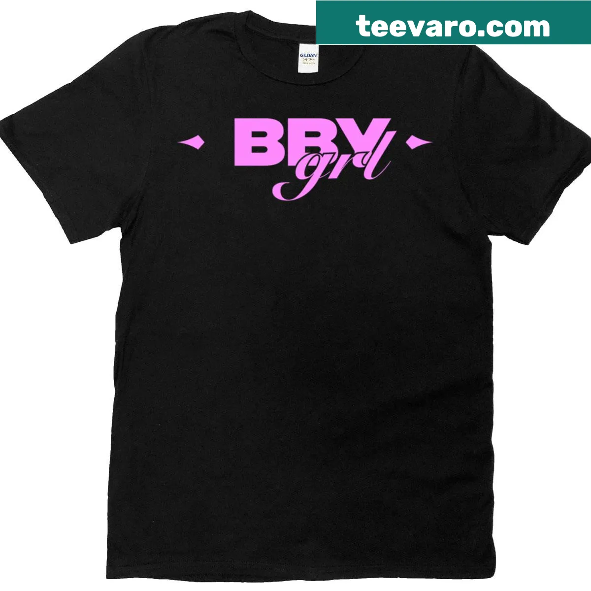 Kawaii style t-shirt featuring the text 'Bby Grl' for Y2K enthusiasts. — on a men's t-shirt