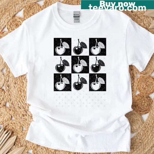Pop art-inspired T-shirt featuring cherries design.