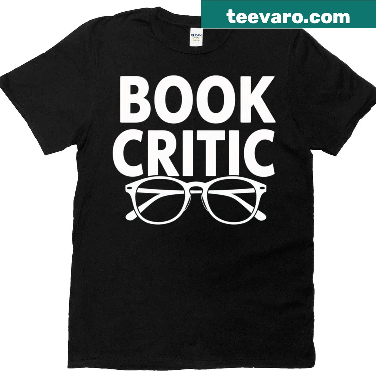 Typographic design stating Book Critic on a t-shirt. — on a men's t-shirt
