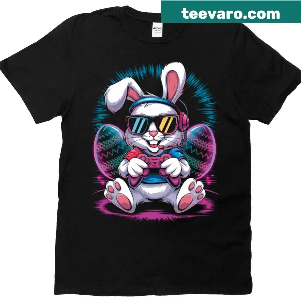 Easter-themed Kids T-shirt with bunny and egg video game design