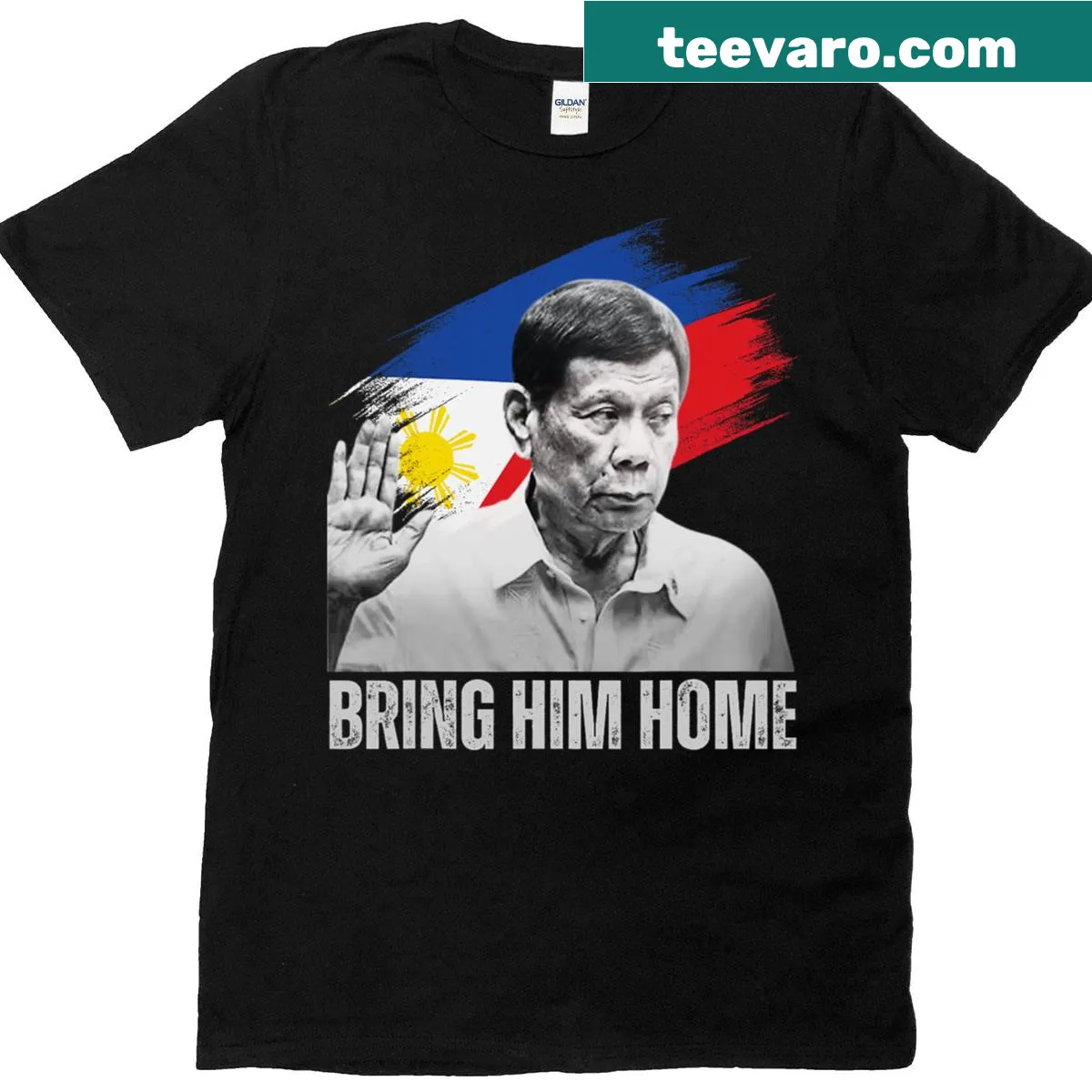 Supporter T-shirt for Digong Duterte with bold typography — on a men's t-shirt